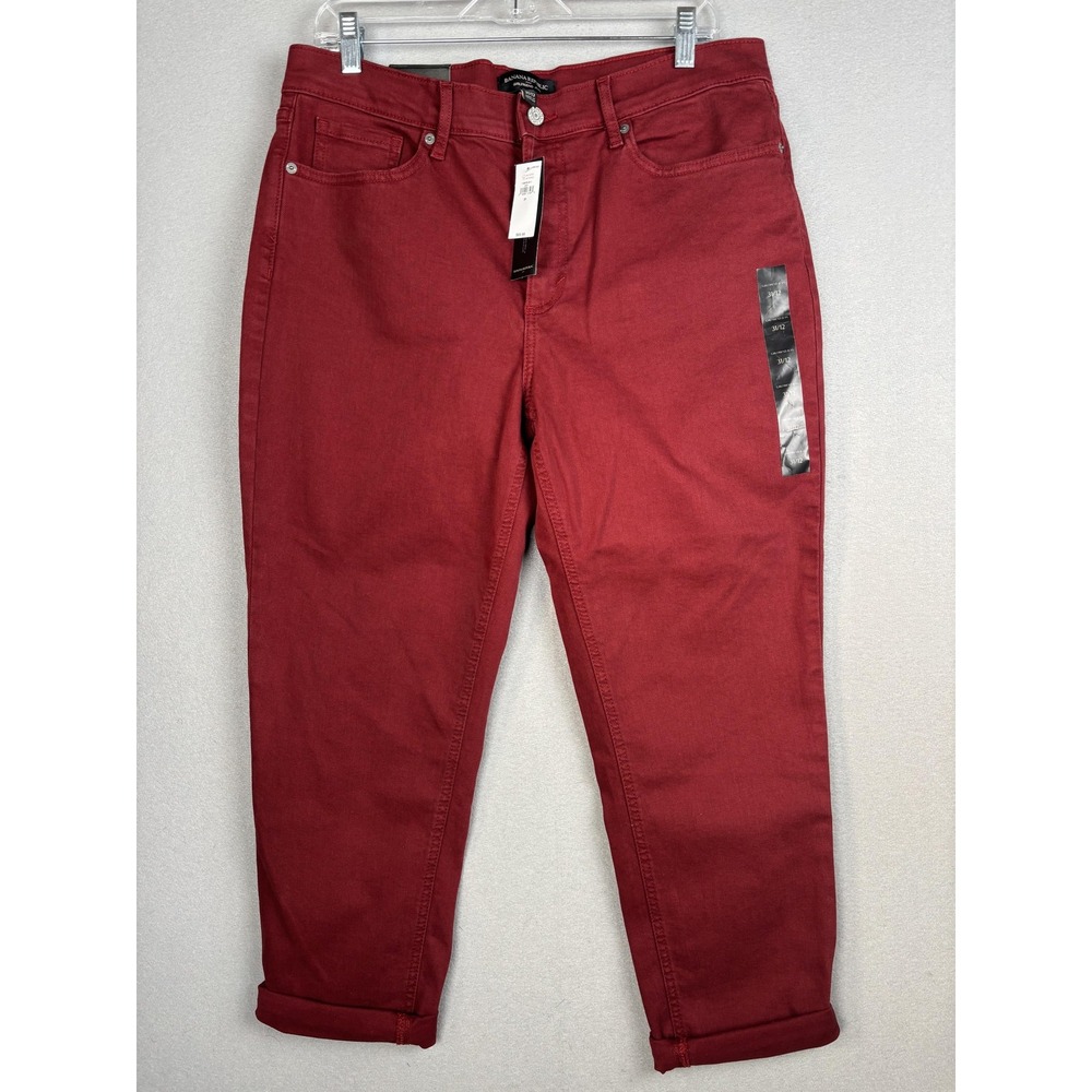Banana Republic Jeans Womens 31/12 Burgundy Girlfriend Low Rise Tapered Stretch